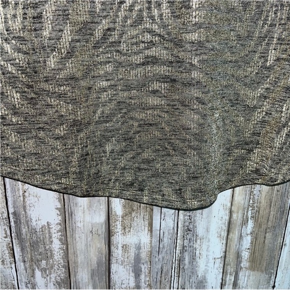 White House Black Market Metallic Sheer Zebra Print V-Neck Tee - Picture 3 of 5